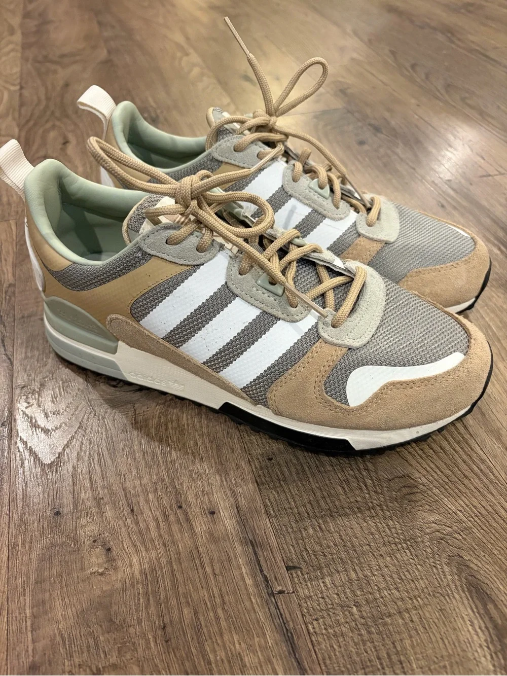 ADIDAS ZX 700 Green Tan Three Stripe Sneakers